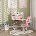 Kids Desk And Chair Set W/ Tiltable Desktop Reading Rack | Pink