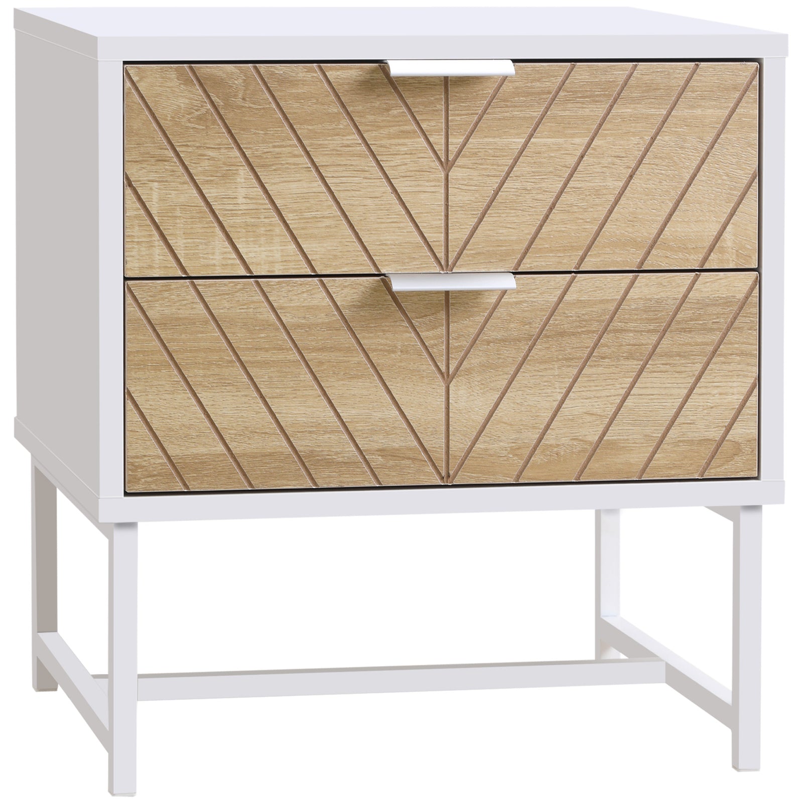 Bedside Table End Table With 2 Drawers For Bedroom