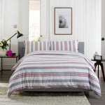 Magnate Stripe Printed Brushed 100% Cotton Bedlinen Duvet Set | Double | Red