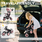 6 In 1 Kids Trike, Toddler Tricycle With Parent Handle | Pink