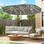 3 M Double-sided Garden Parasol With Solar Lights | Grey