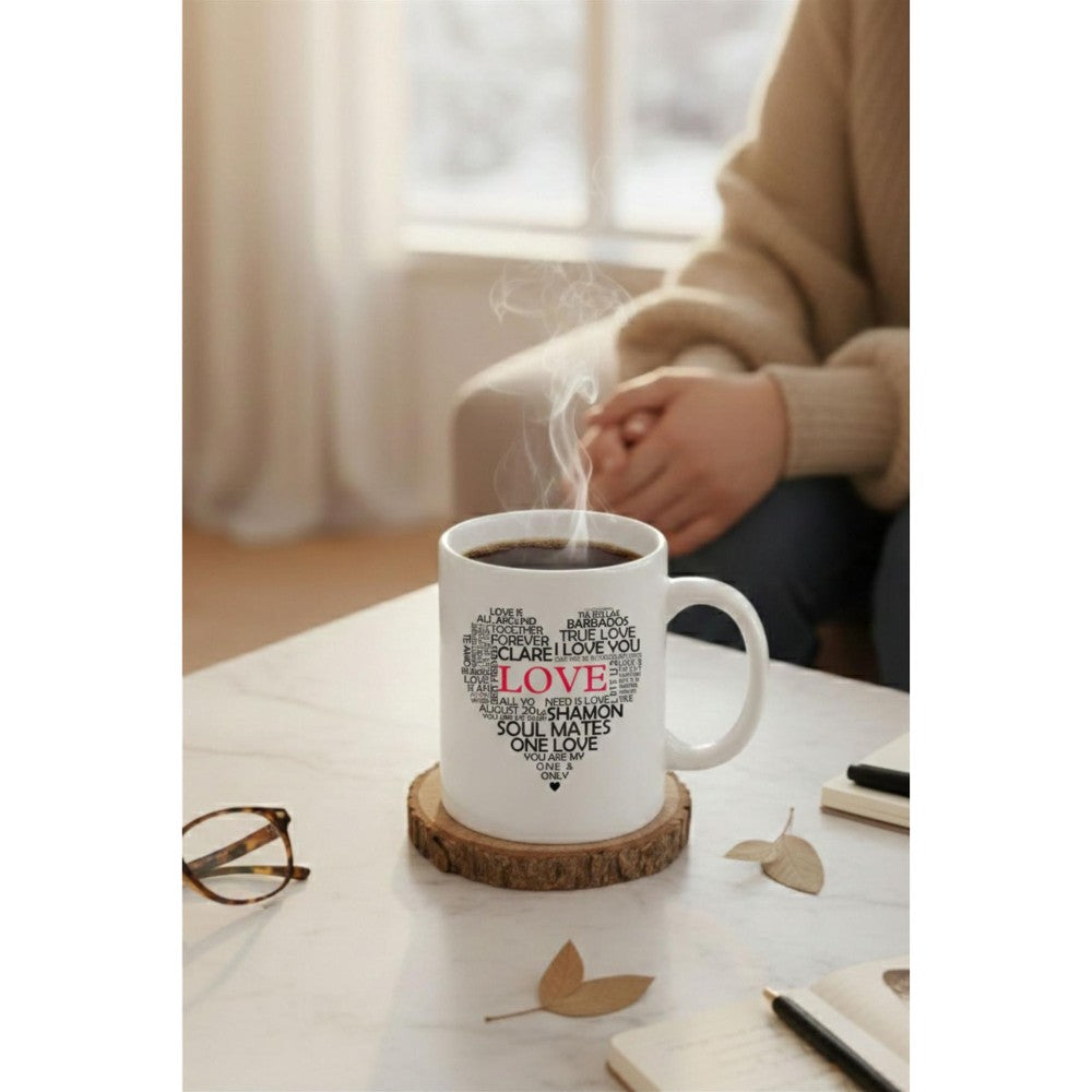 Love Typography Heart Printed Ceramic Mug Valentine’s Day Gift