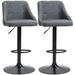 Swivel Adjustable Fabric Bar Stools Set Of 2
