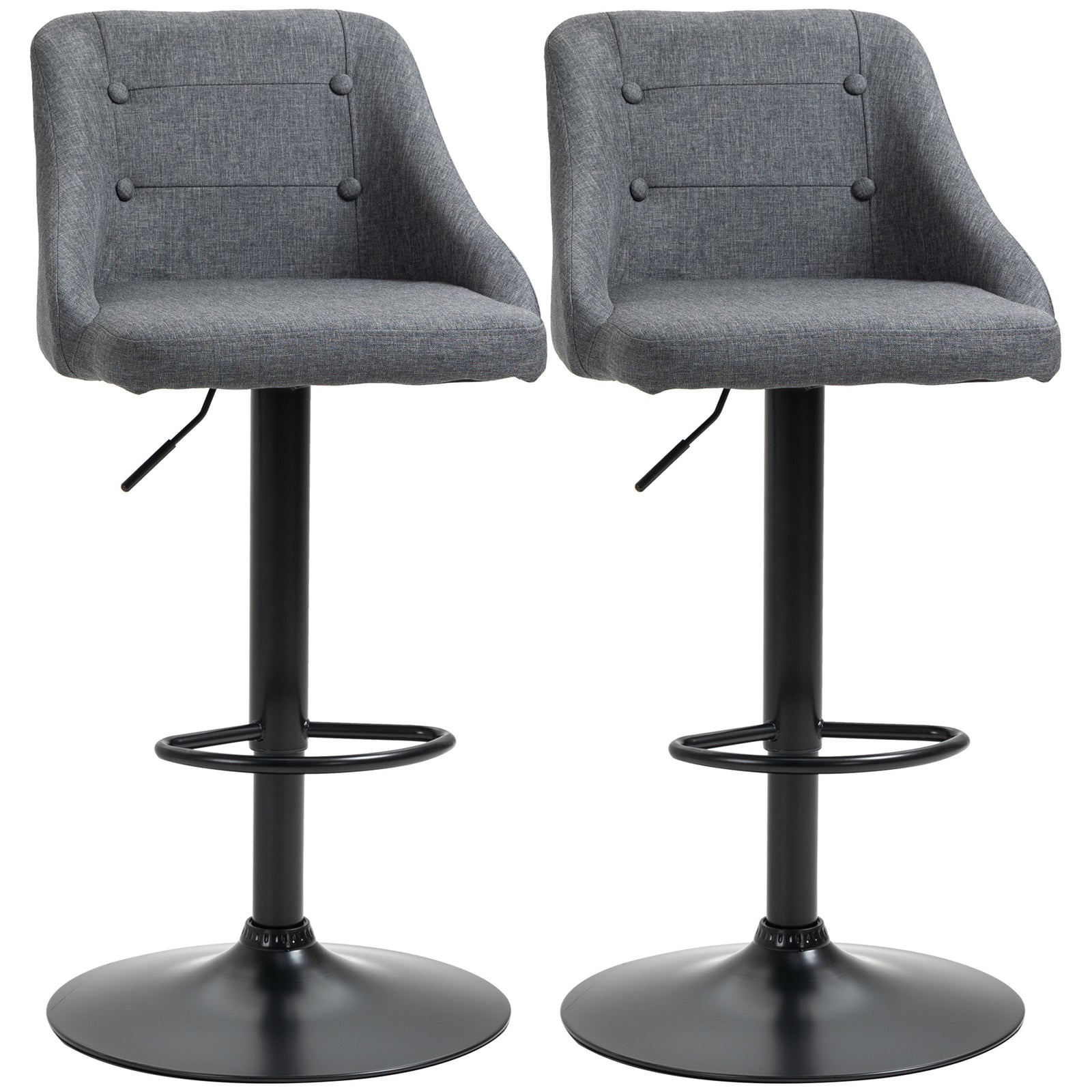 Swivel Adjustable Fabric Bar Stools Set Of 2