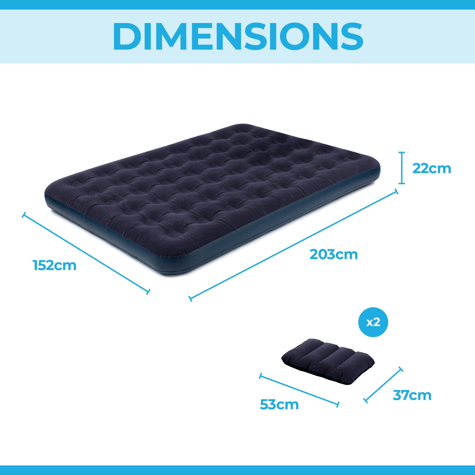 Air Bed With Pillows & Hand Pump