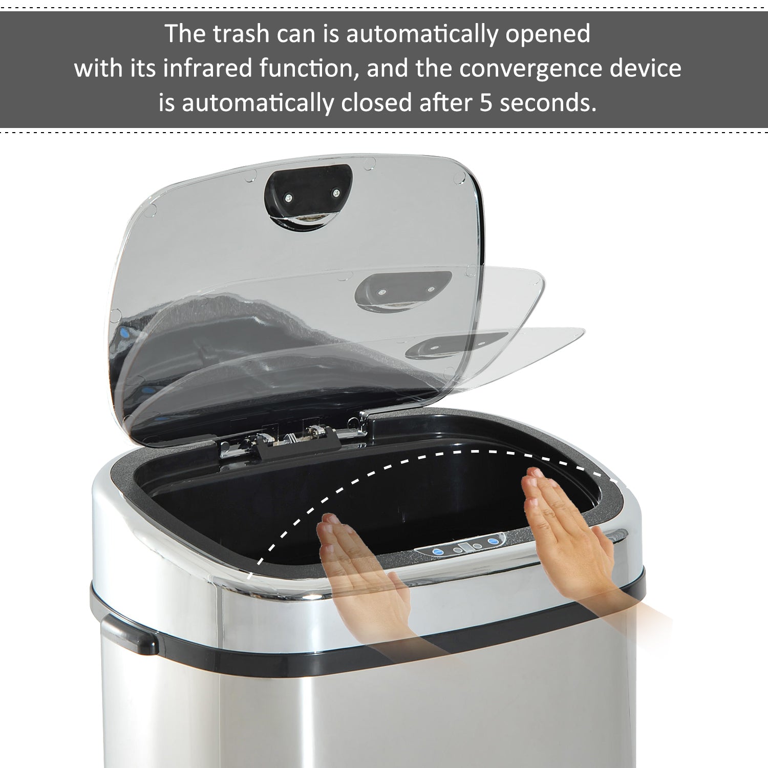 68l Sensor Dustbin Stainless Steel Automatic Kitchen