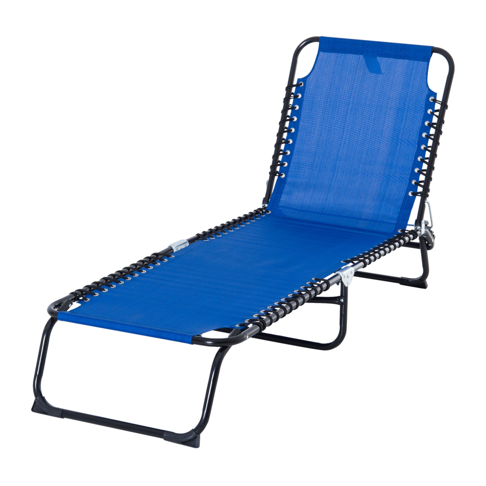 Foldable Beach Chaise Lounge 4 Adjustable Positions | Set of 1 | Navy Blue