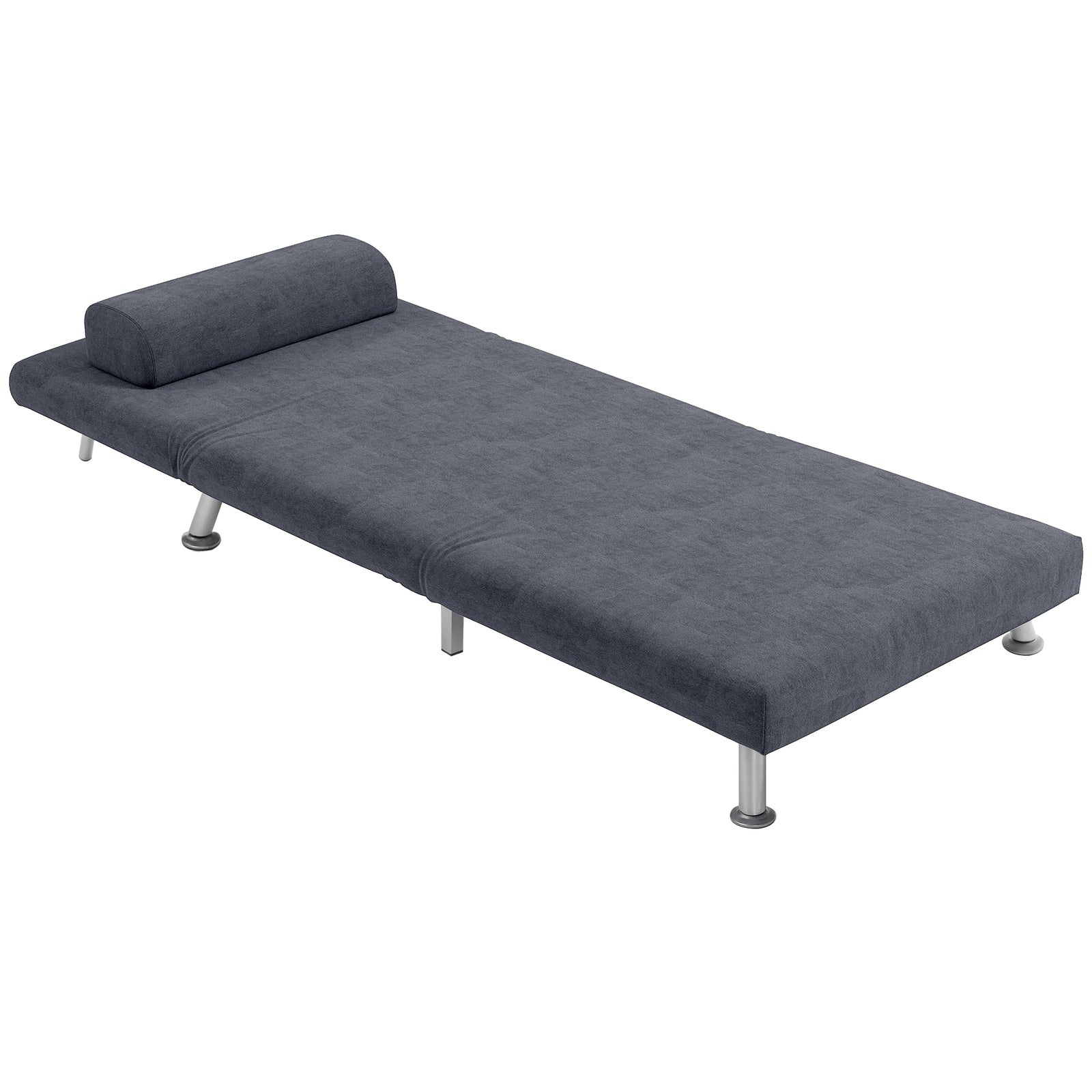 Single Sofa Bed Folding Chair Bed Metal Frame Padding Pillow | Charcoal Gray