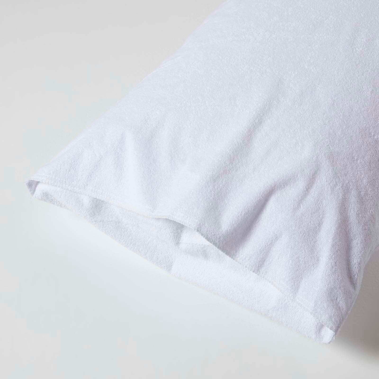Terry Towelling Waterproof Pillow Protectors, Pack Of 4 | 48 x 74cm | White