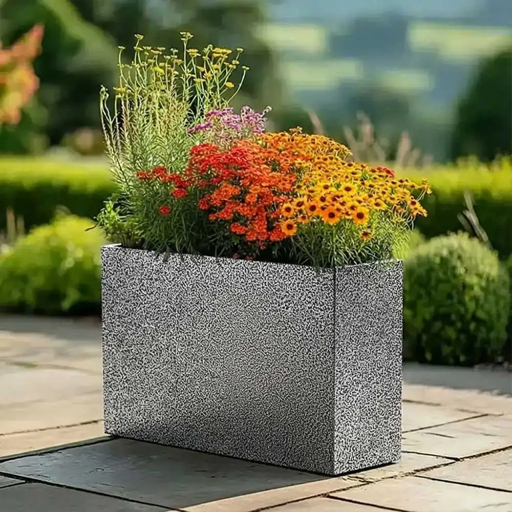 Long Zinc Galvanised Tall Trough Planter | 90cm x 30cm x 60cm | Silver Black