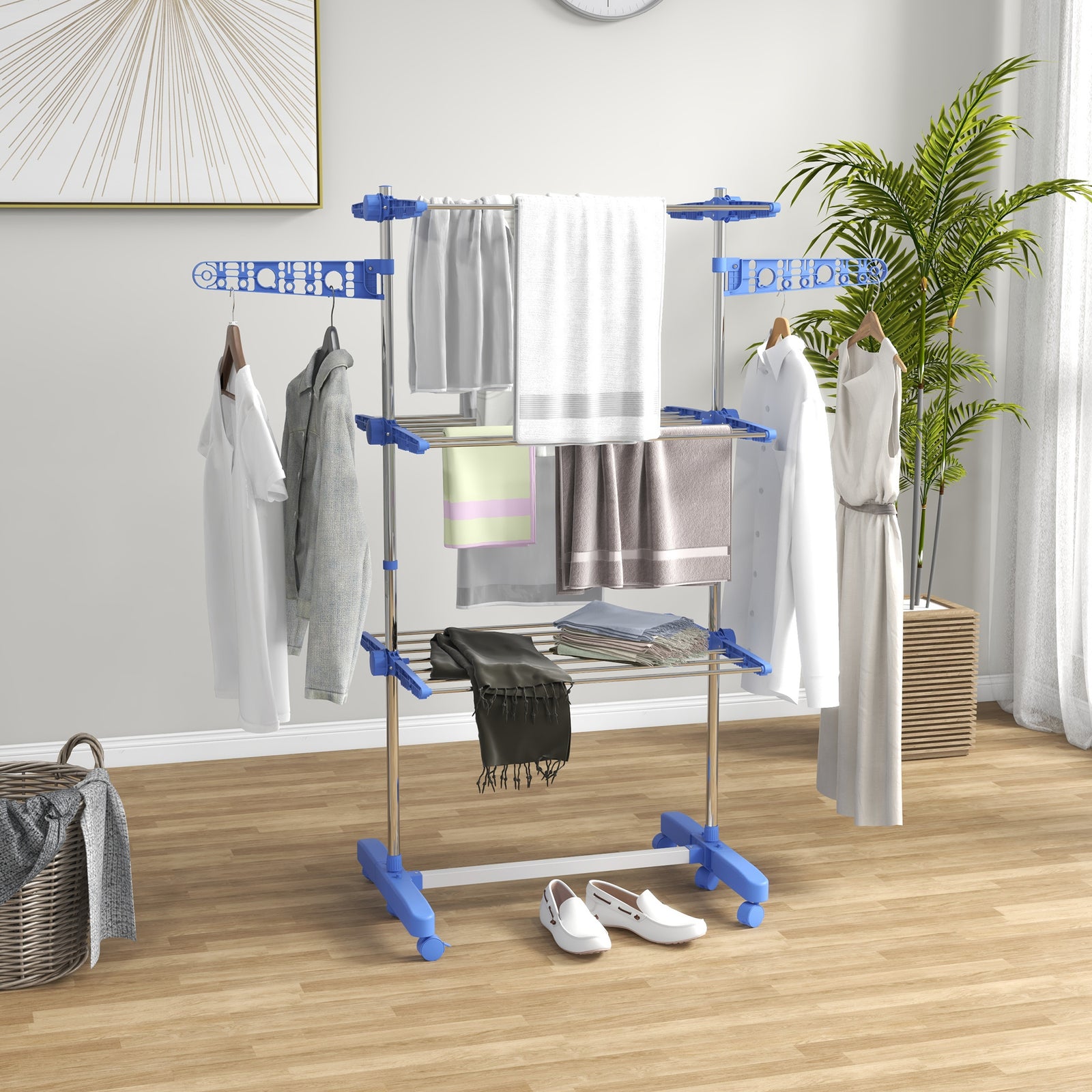 3/4 Tier Clothes Airer Stainless Steel Clothes Drying Rack | Medium | Blue