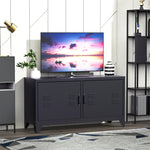 Industrial Tv Cabinet Stand Media Storage Black