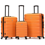 Set Of 3 Hard Shell Suitcase Cabin & Check In Cases With Tsa Lock - Overhead Cabin With Medium & Large Check-in Bag | Set of 3 | Orange & Black