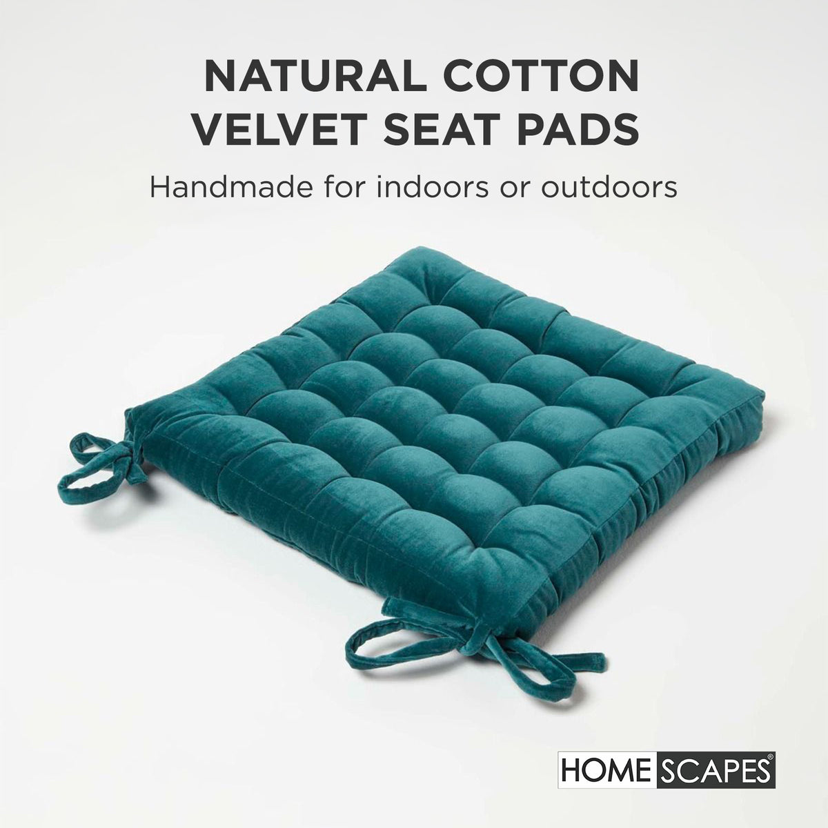 Quilted Velvet Chair Pad, 40 X 40 Cm | Set of 1 | Green