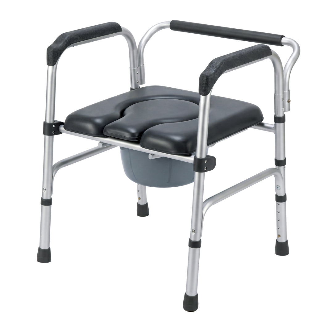 3 In 1 Commode Chair Folding Shower Chair Toilet Seat Riser Adjustable | Grey
