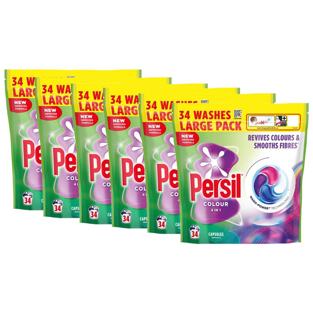 Colour Laundry Capsules 4 In 1fast-dissolving Washing Pods 34 Wash | Set-of-6