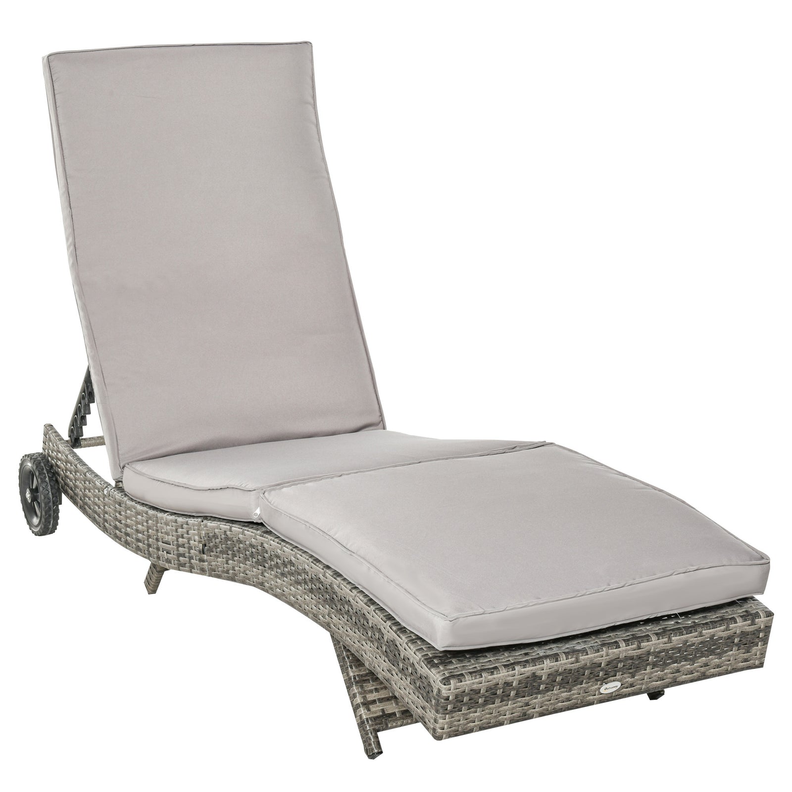 Outdoor Reclining Lounge Chair W/ Wheels - Grey