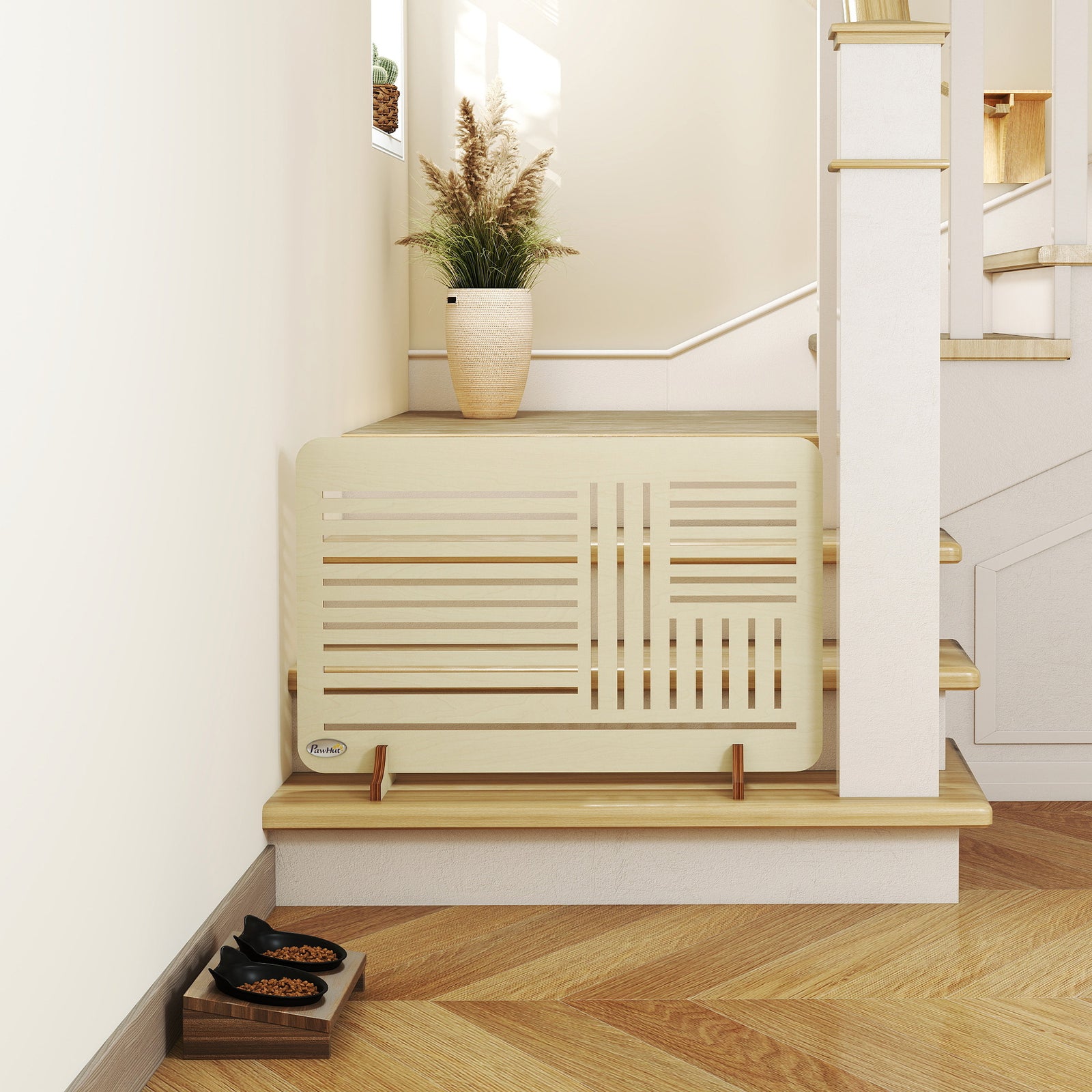 Freestanding Pet Gate For Small Dogs, 75 X 51 Cm, Natural