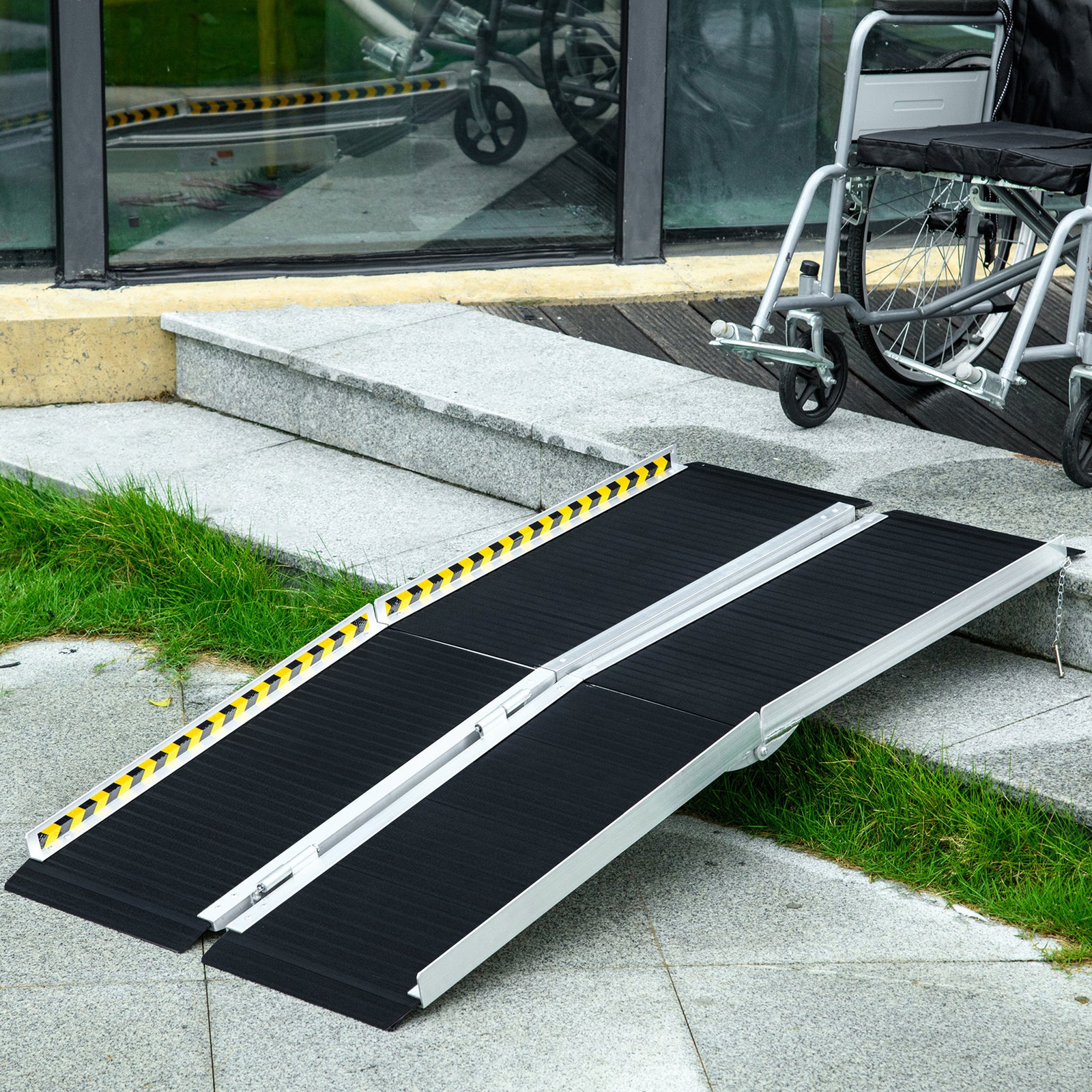 Folding Aluminium Wheelchair Ramp For Home | Large | Black