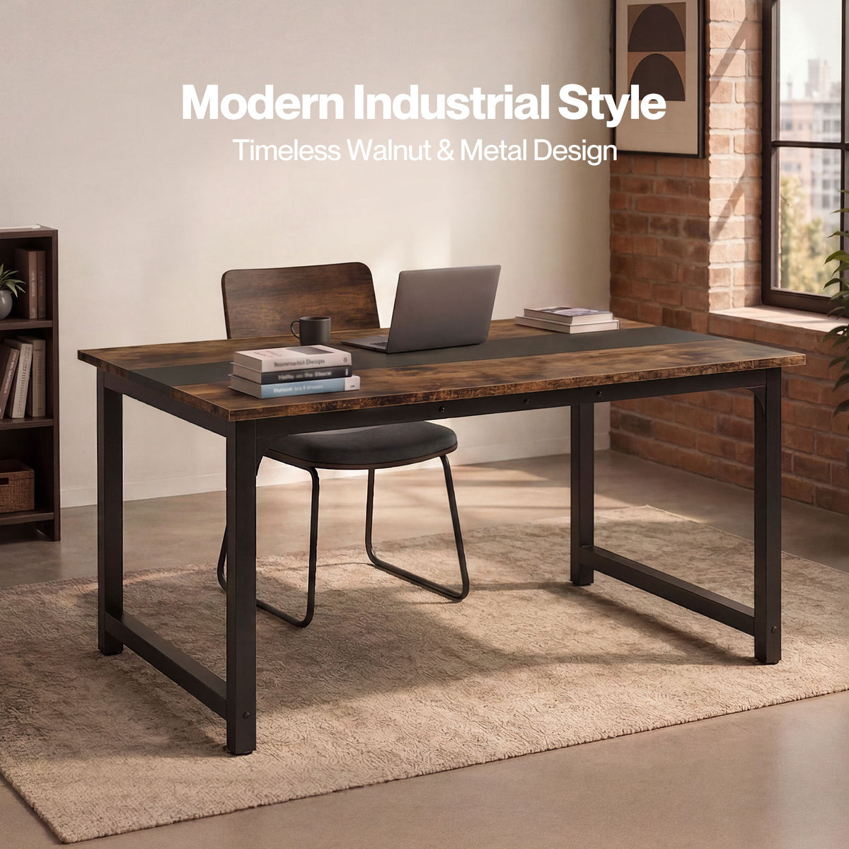 Dining Table 4-6 Seater Retro Kitchen Adjustable Foot For Home Walnut | Brown