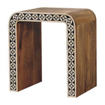 Solid Mango Wood Edessa Bone Inlay End Table