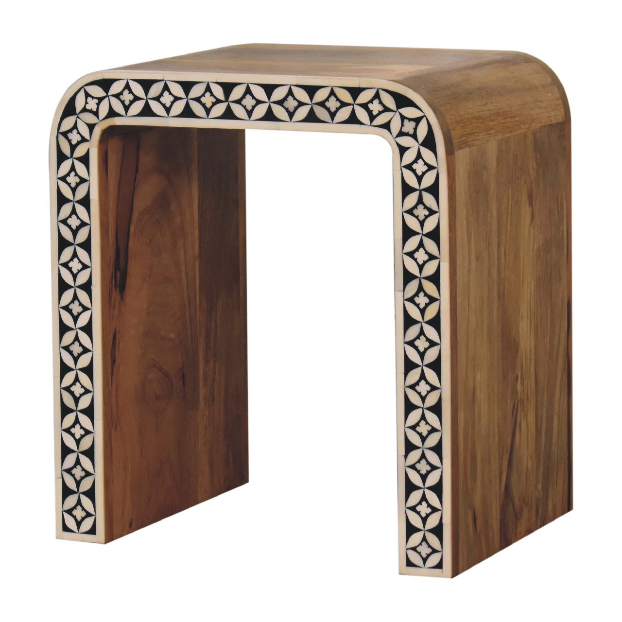 Solid Mango Wood Edessa Bone Inlay End Table