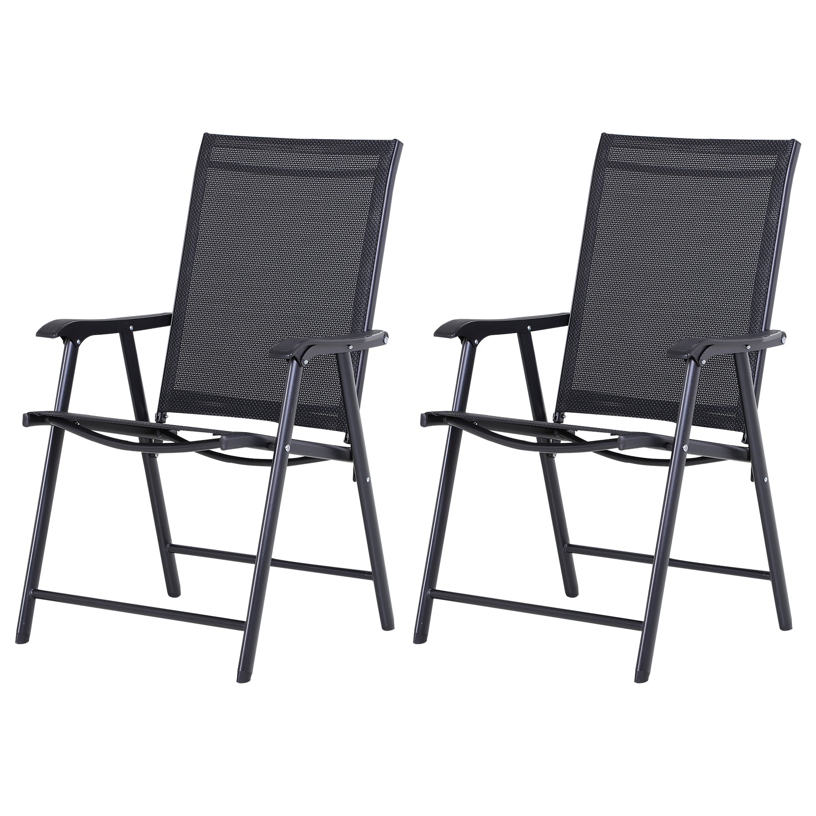 Garden Armchairs Patio Folding Modern Furniture | Set of 2 | Black