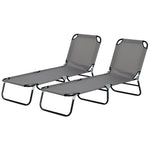 Set Of 2 Folding Beach Chairs W/ Adjustable Back | Set of 2