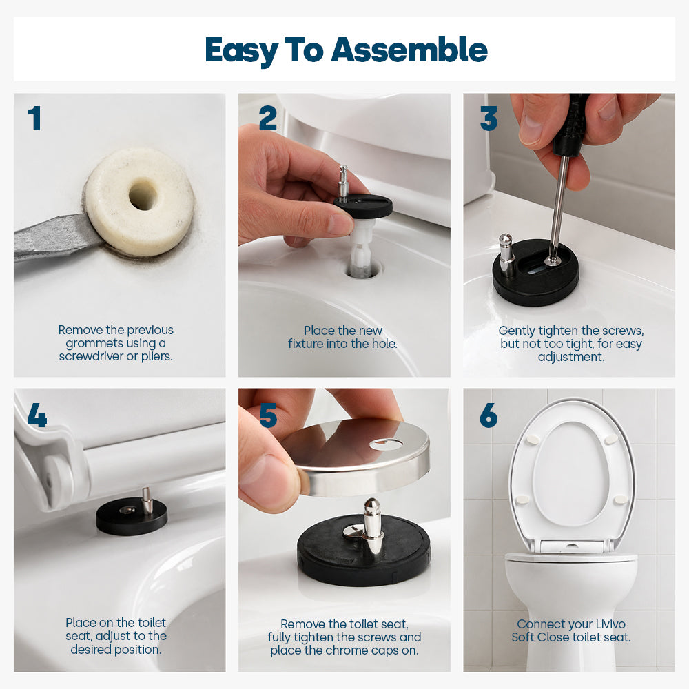 Livivo Soft Close Toilet Seat - Oval White With Quick Release Button For Easy Cleaning