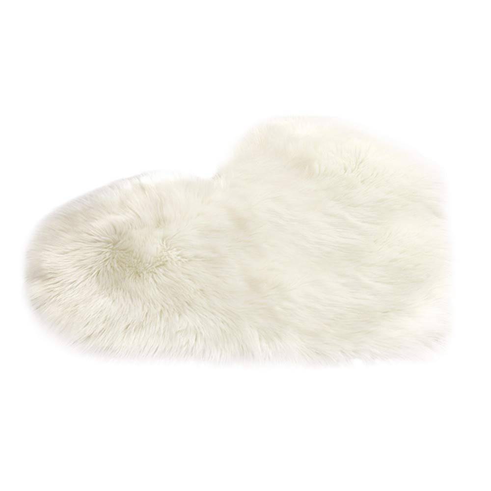 Heart Shaped Super Soft Shaggy Area Rug | White