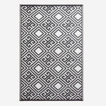 Luxury Outdoor Rug Waterproof Reversible For Garden Patio, Black & White Geometric