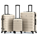 Set Of 3 Hard Shell Suitcase Cabin & Check In Cases With Tsa Lock - Overhead Cabin With Medium & Large Check-in Bag | Set of 3 | Cream & Black