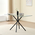 Modern Miami Rectangle Glass Dining Table With Starburst Black Legs | Black
