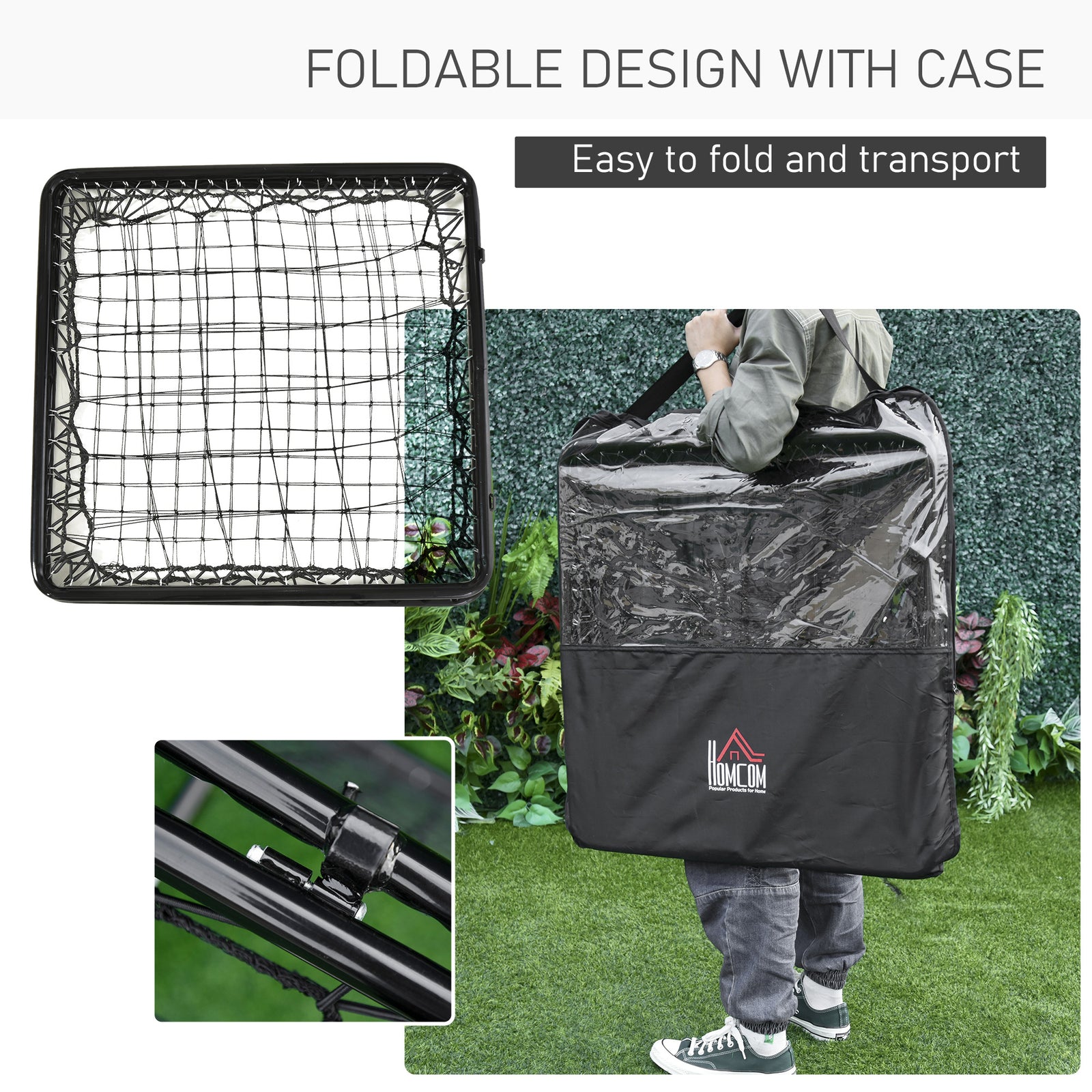 Double Sided Adjustable Angle Rebounder Soccer Net | Black
