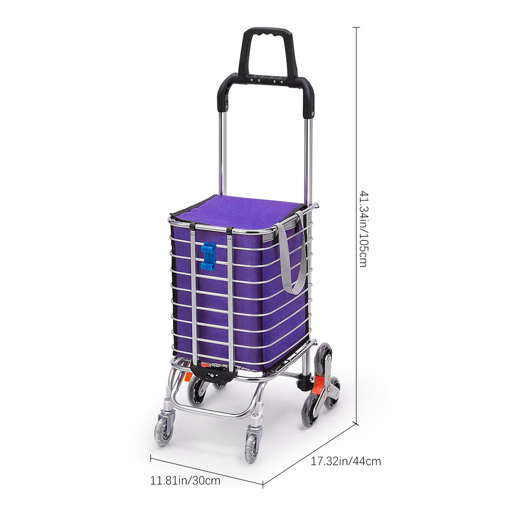 8 Wheels Foldable Shopping Trolley 2-in-1 Mobility Bag Push Cart Stair Handtrack