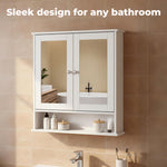Bathroom Mirror Cabinet Storage Toilet Cupboard Wall Mounted Shelves | White