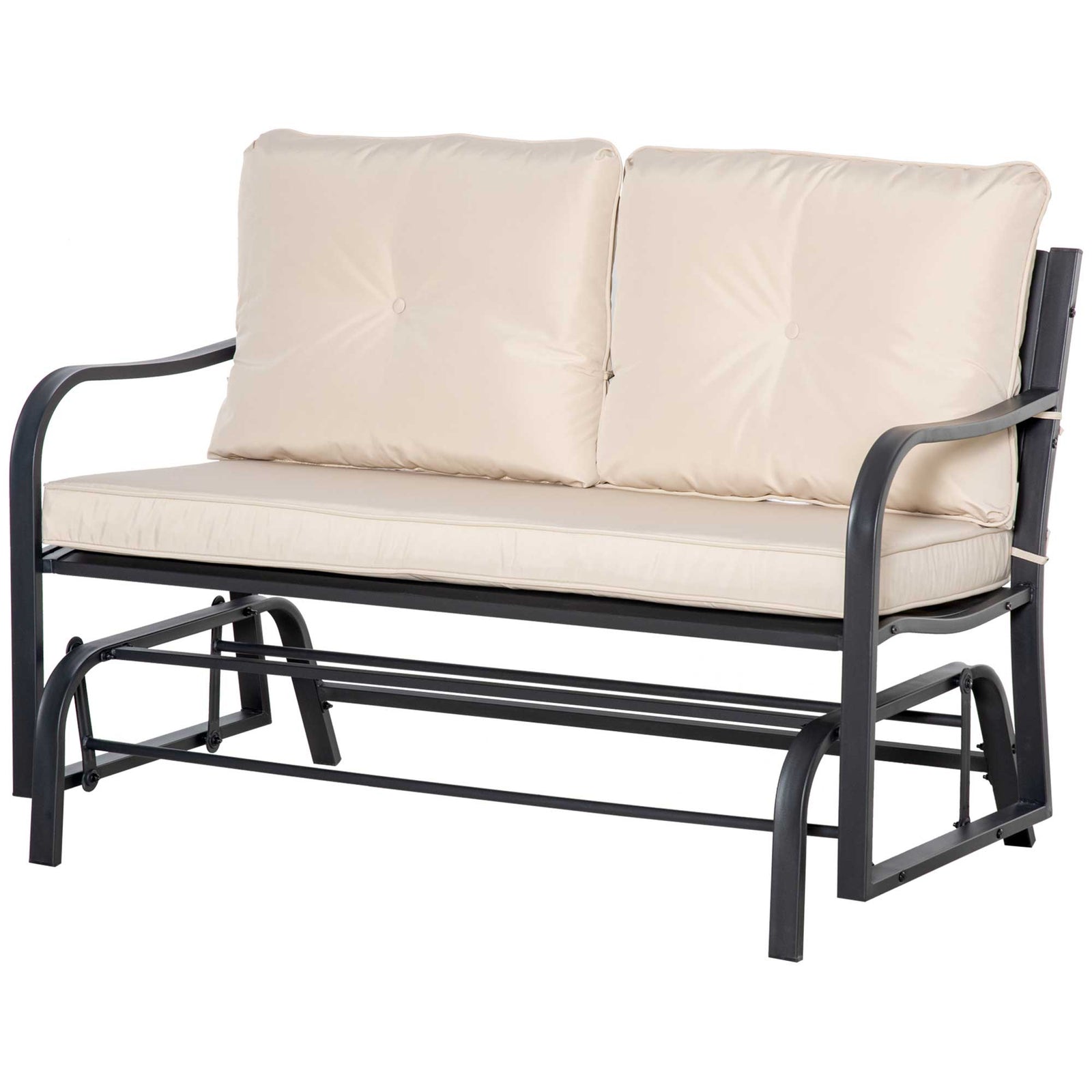 Outdoor Double Rocking Chair Glider Loveseat With Cushion