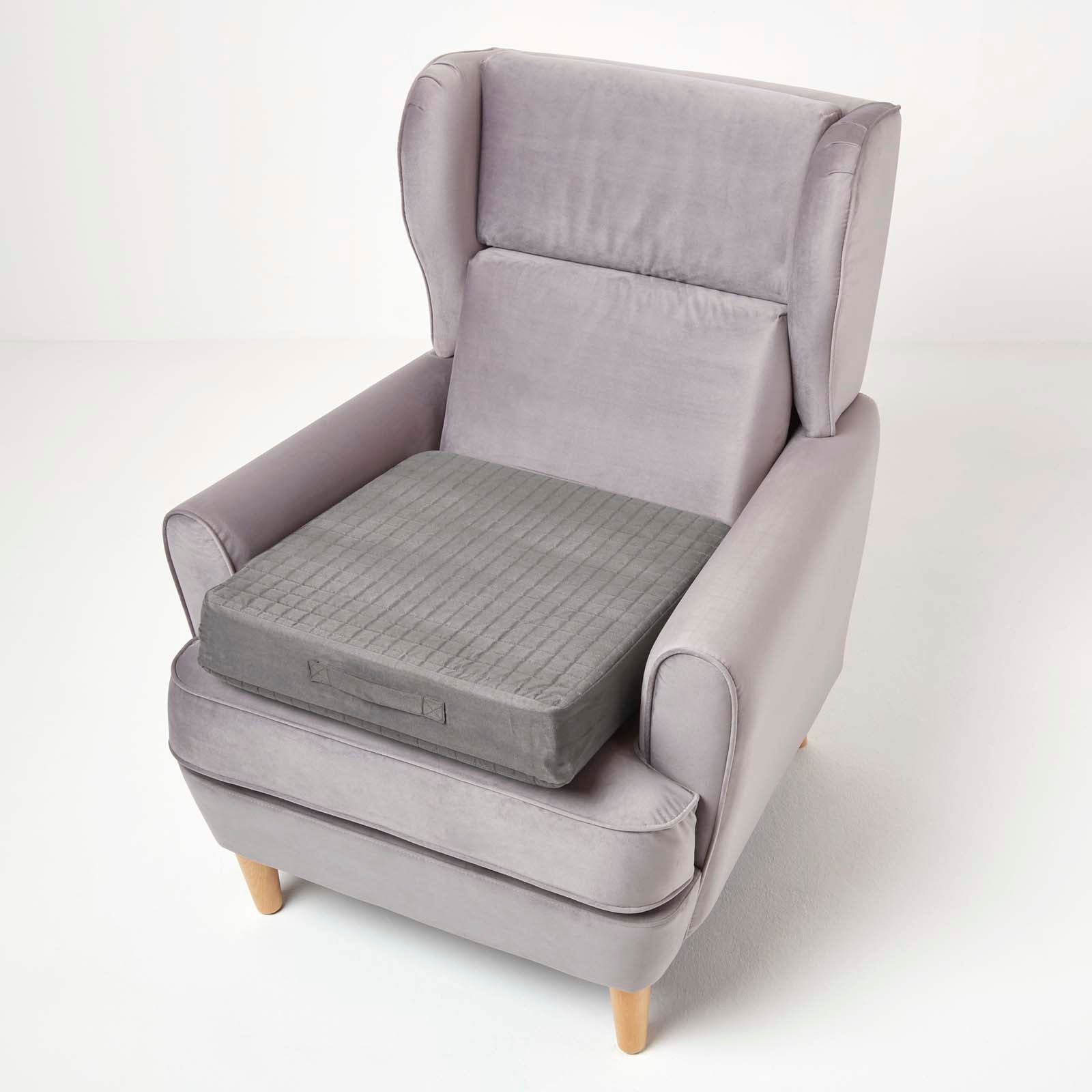 Quilted Polyester Armchair Booster Cushion Cover | 50cm x 50cm | Grey