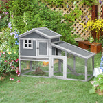 Two-tier Rabbit Hutch W/ Sunlight Panel Roof, Slide-out Tray 
Grey