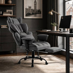 Height-adjustable Reclining Swivel Office Chair With Footrest | Dark Grey