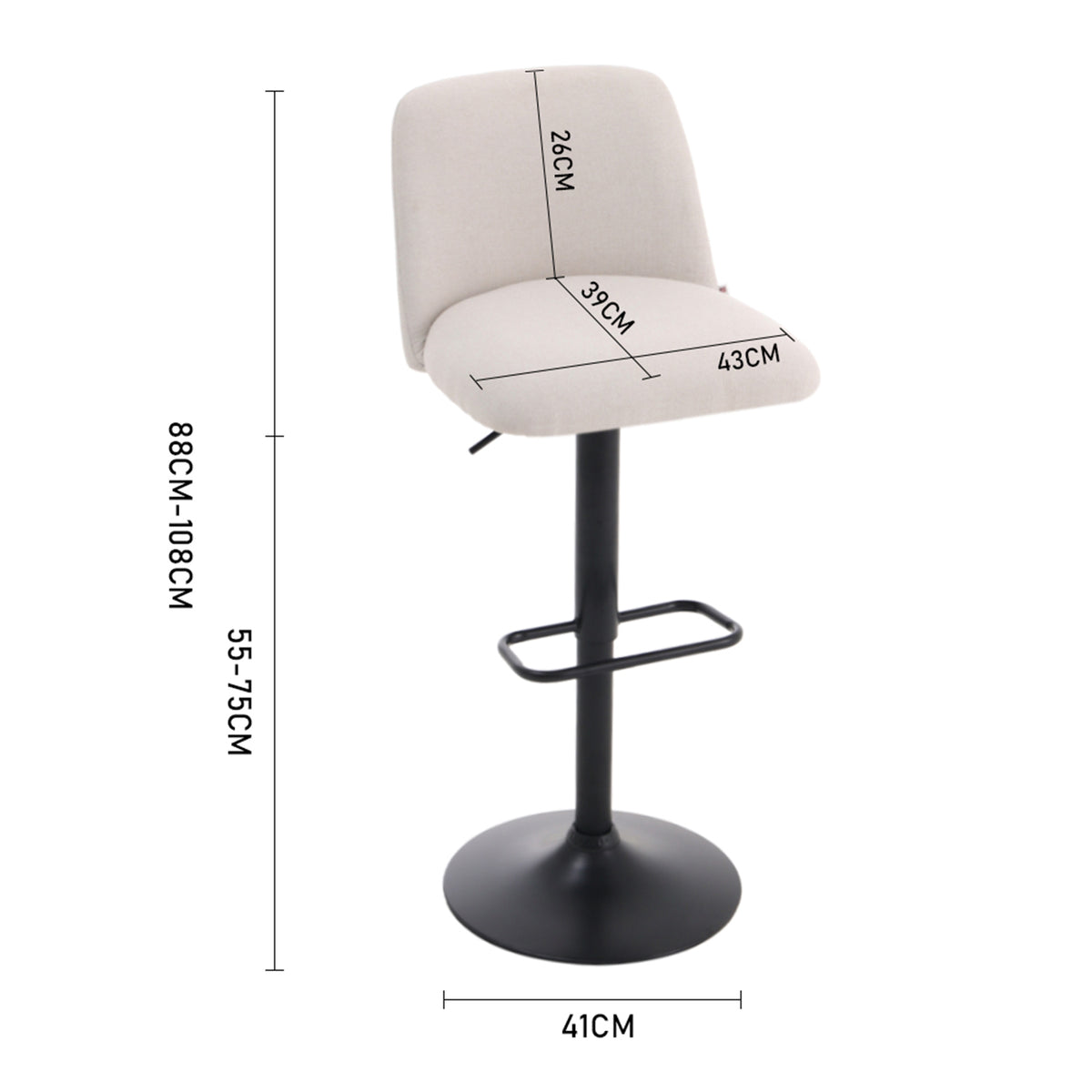 Breeins Set Of 2 Height Adjustable Swivel Bar Stools
