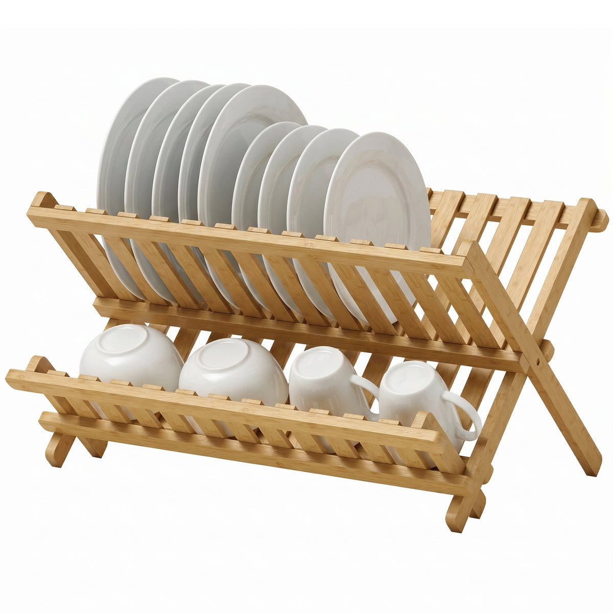 HOMCOM 2-tier Kitchen Storage Unit With Slatted Draining Shelves, Natural