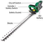 Cordless Hedge Trimmer 18v Li Ion Battery Charger And Guard Included