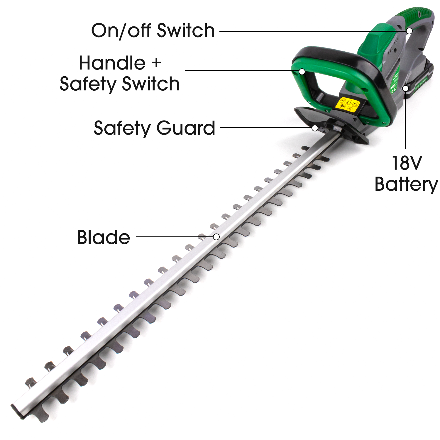 Cordless Hedge Trimmer 18v Li Ion Battery Charger And Guard Included