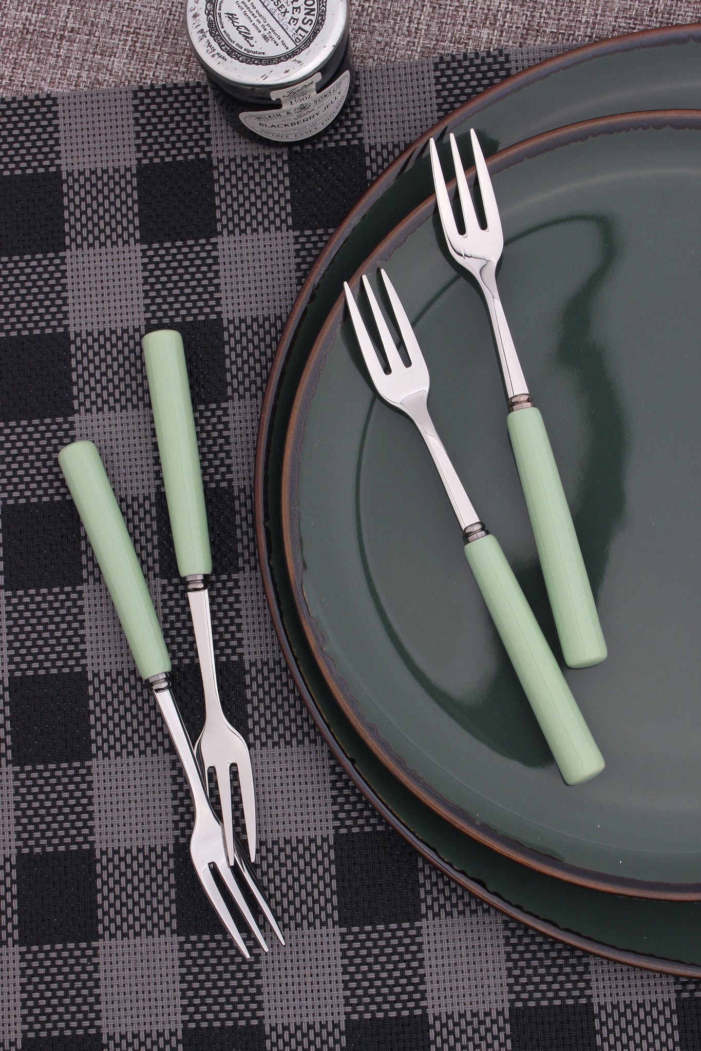 Dessert Pastry Fork Set Porelain Bar 18/8 Stainless Steel 4pc Cake Fork Set Turquoise | Turquoise