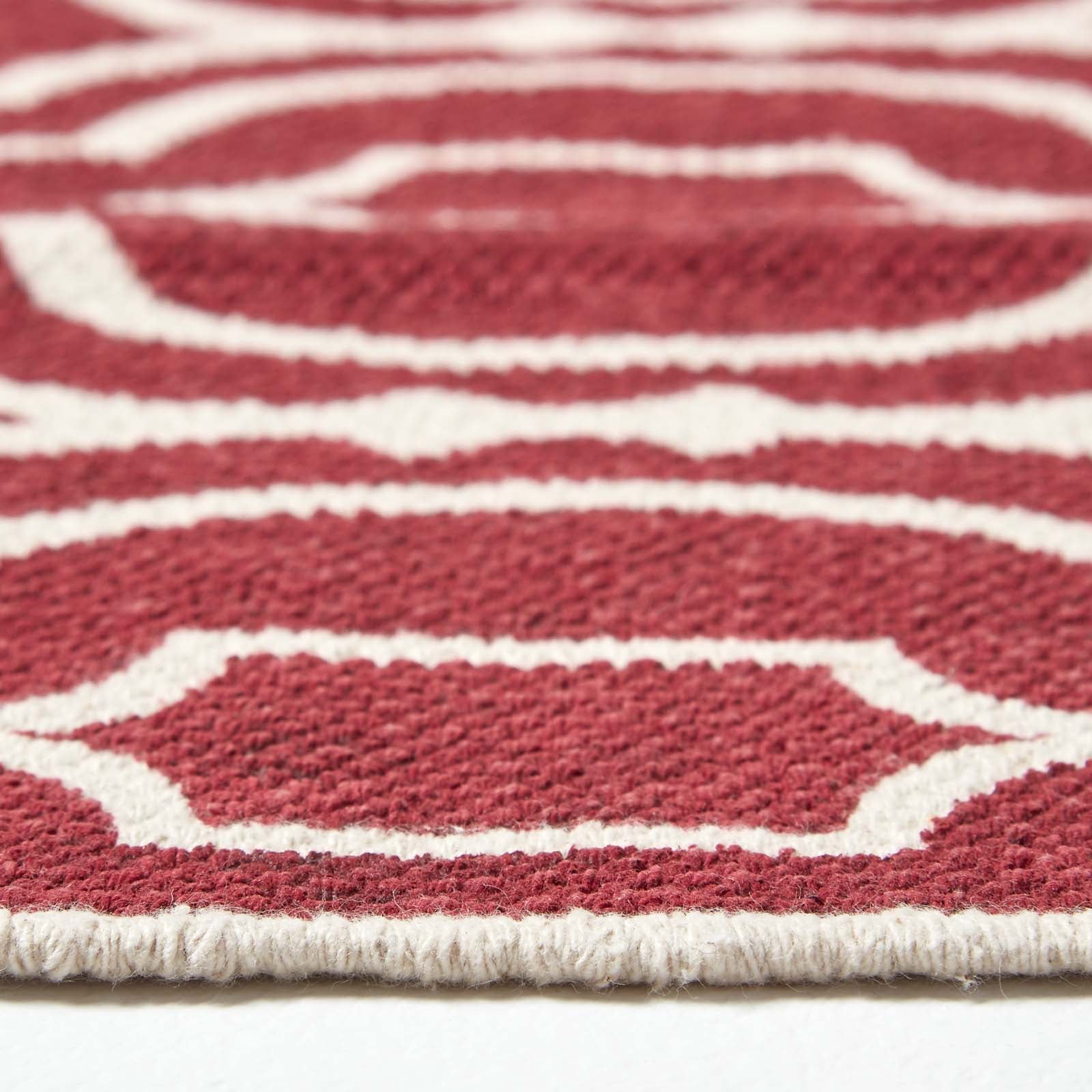 Riga 100% Cotton Printed Patterned Rug Hall Runner, 66 X 200 Cm | 150cm x 220cm | Red
