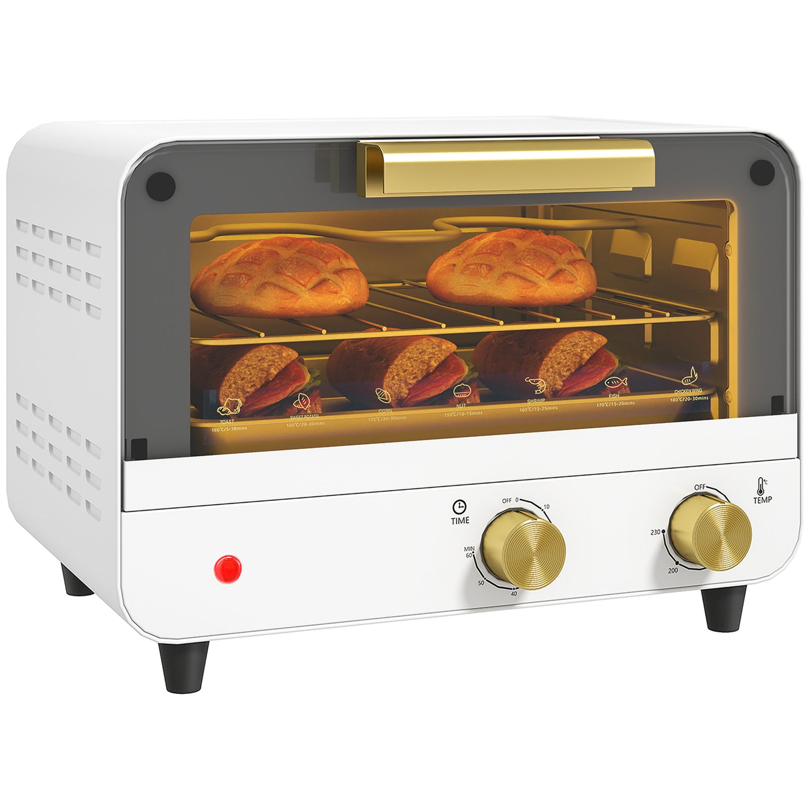Small Toaster Oven, Glass Door White