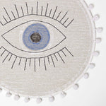 Eye See You Natural Cotton Bath Mat With Pom Pom Edges
