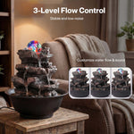 Spector Water Fountain Tabletop Water Feature 3-speed Flow Resin Rock Brown