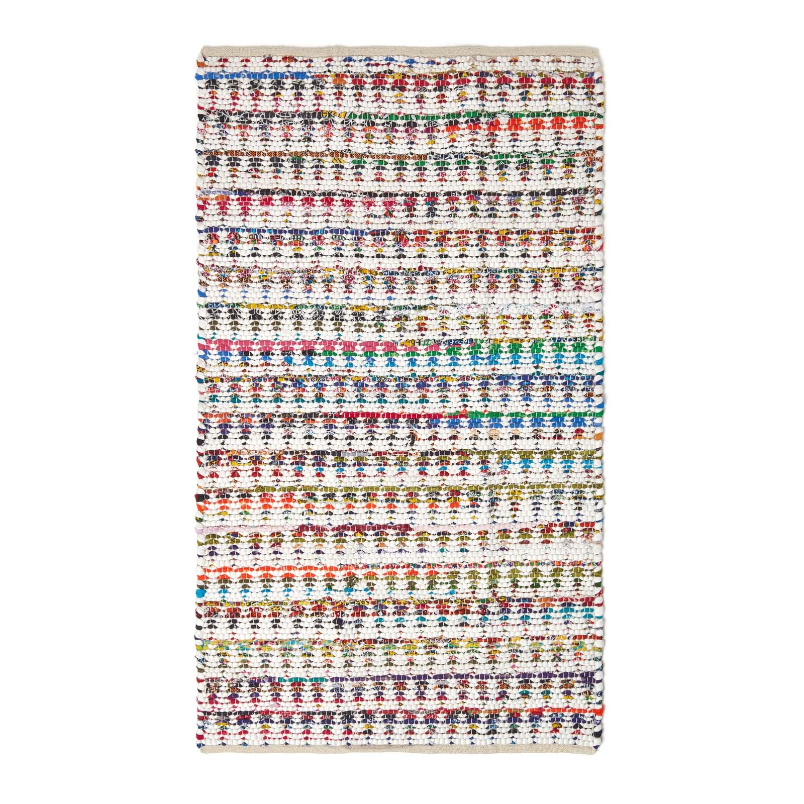 Handwoven Multi Coloured 100% Cotton Diamond Chindi Rug | 120cm x 180cm | Multi Colour